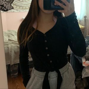 black hollister tie up top